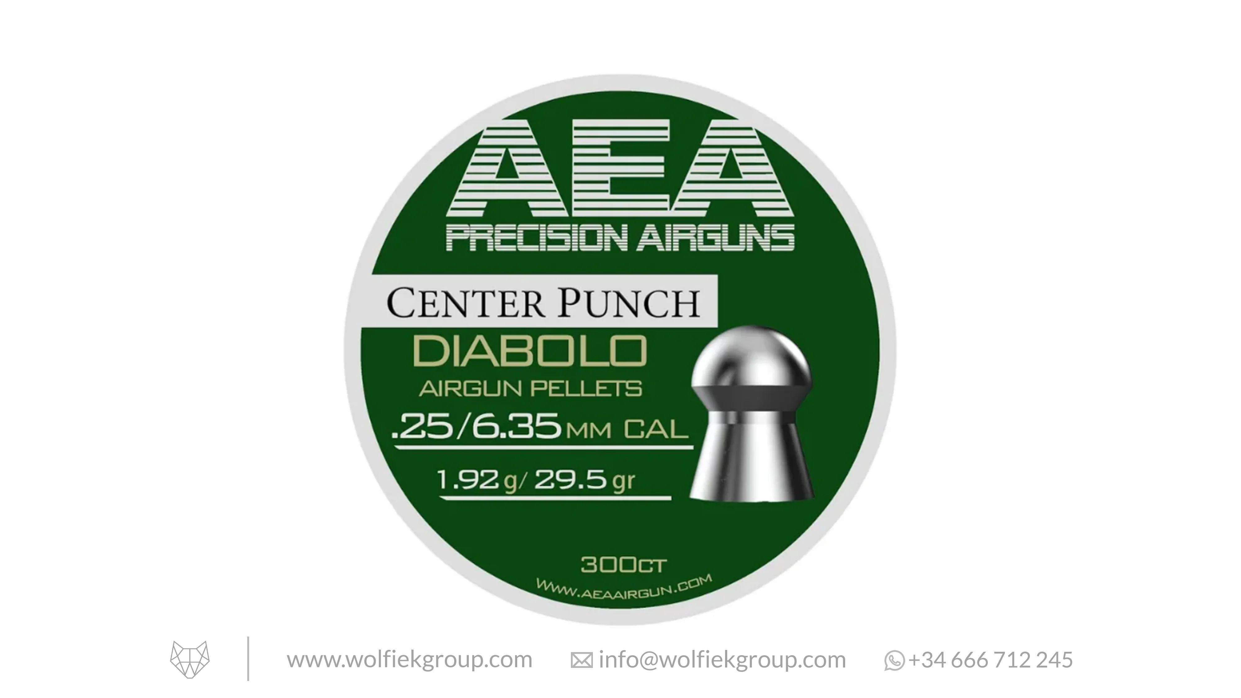 AEA Center Punch Diabolo Pellets · Domed · Cal .25 (6.35mm) - Image 2