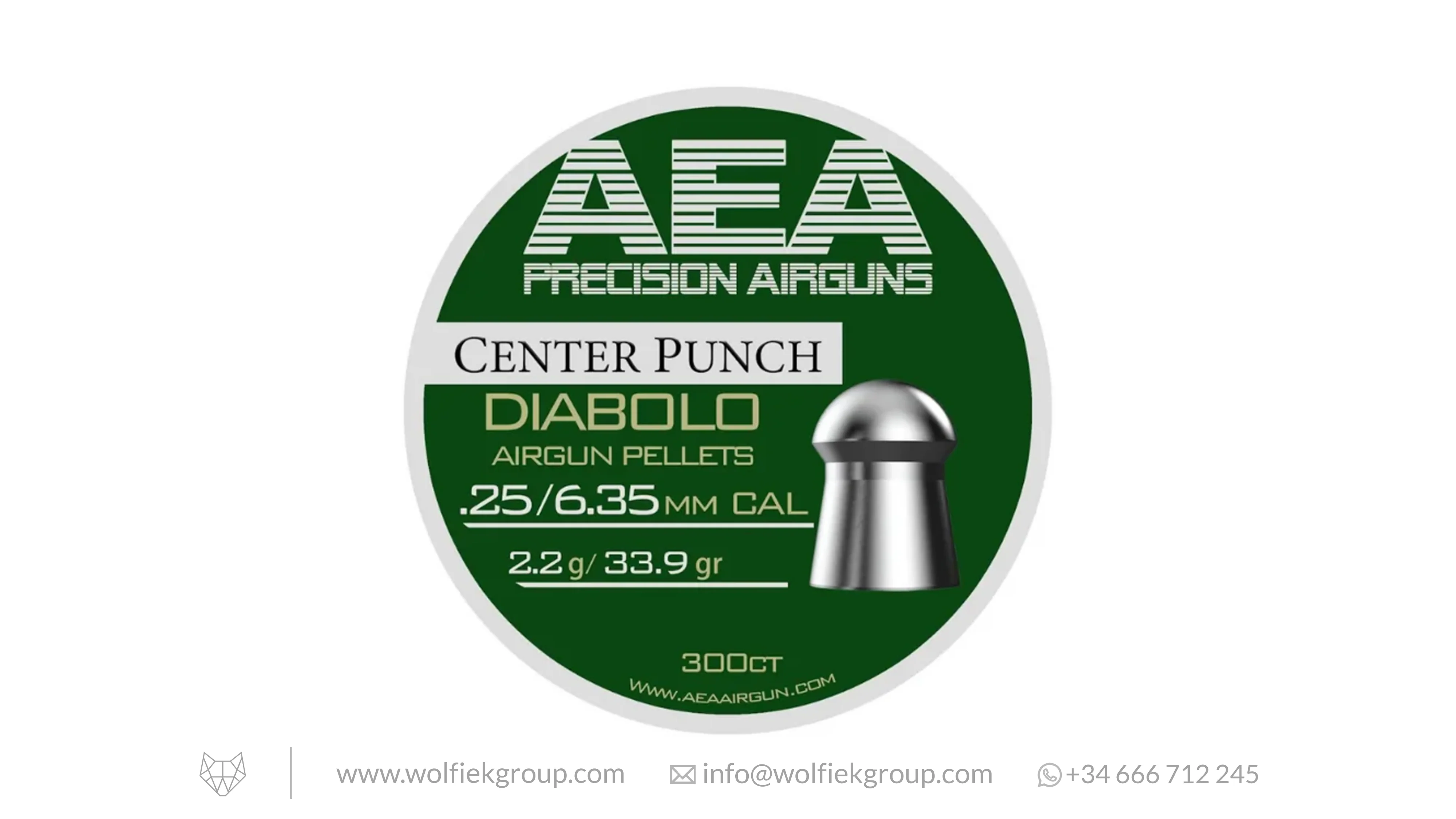 AEA Center Punch Diabolo Pellets · Domed · Cal .25 (6.35mm) - Image 3