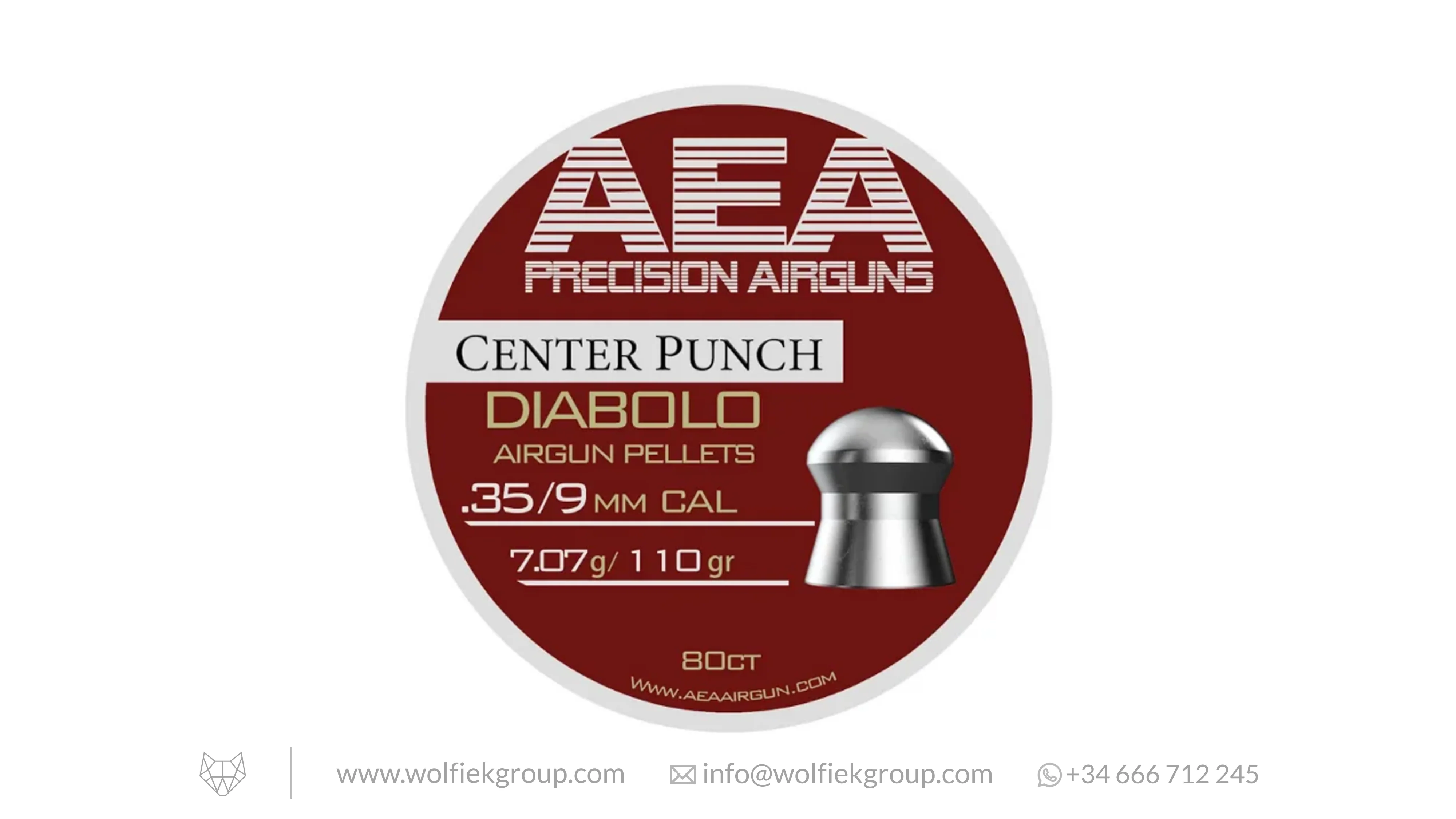 AEA Center Punch Diabolo Pellets · Domed · Cal .35 (9mm) - Image 2