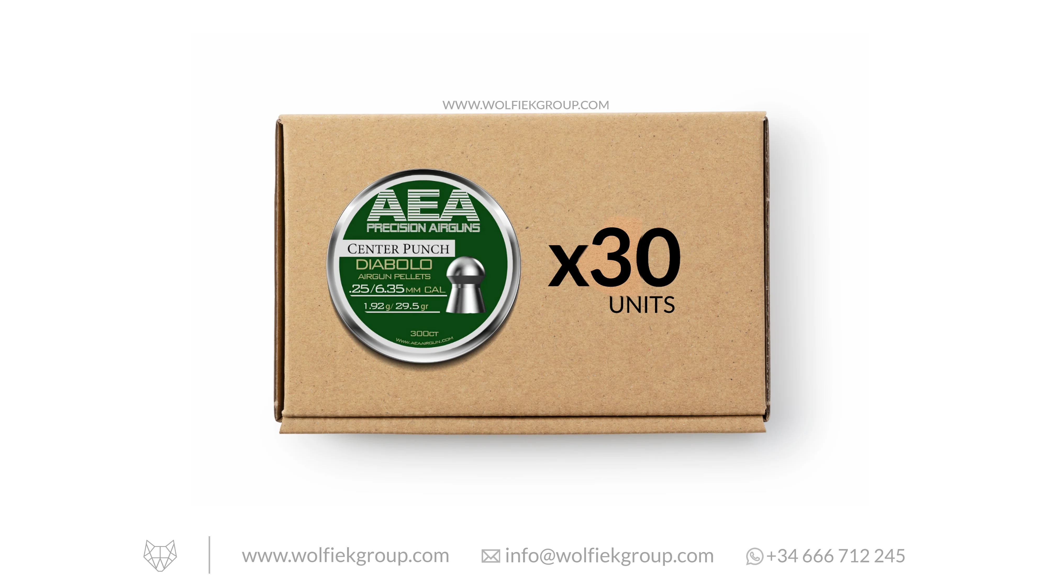 AEA Master Box Center Punch Diabolo Pellets · Domed · Cal .25 (6.35mm) - Image 2