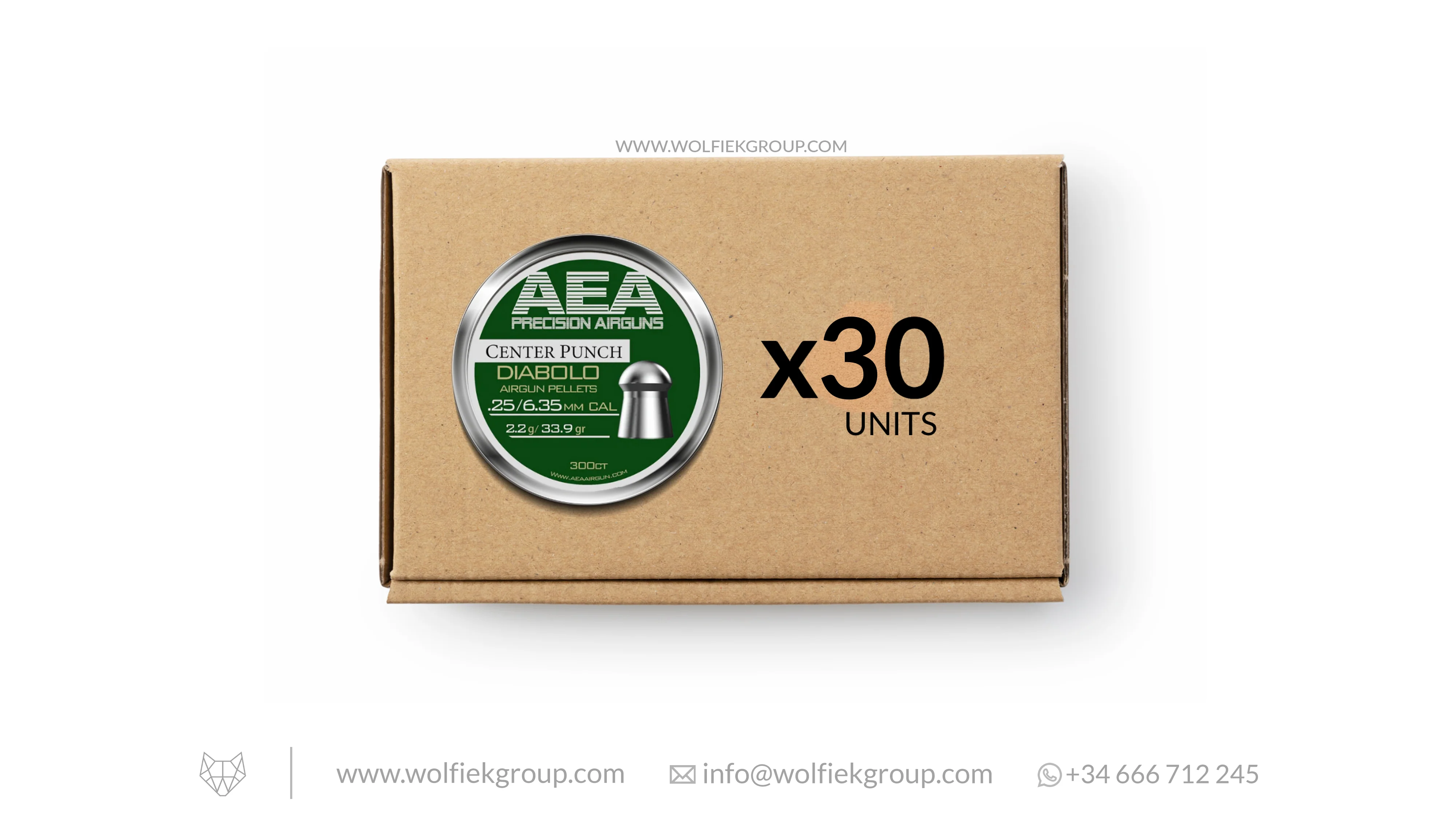 AEA Master Box Center Punch Diabolo Pellets · Domed · Cal .25 (6.35mm) - Image 3
