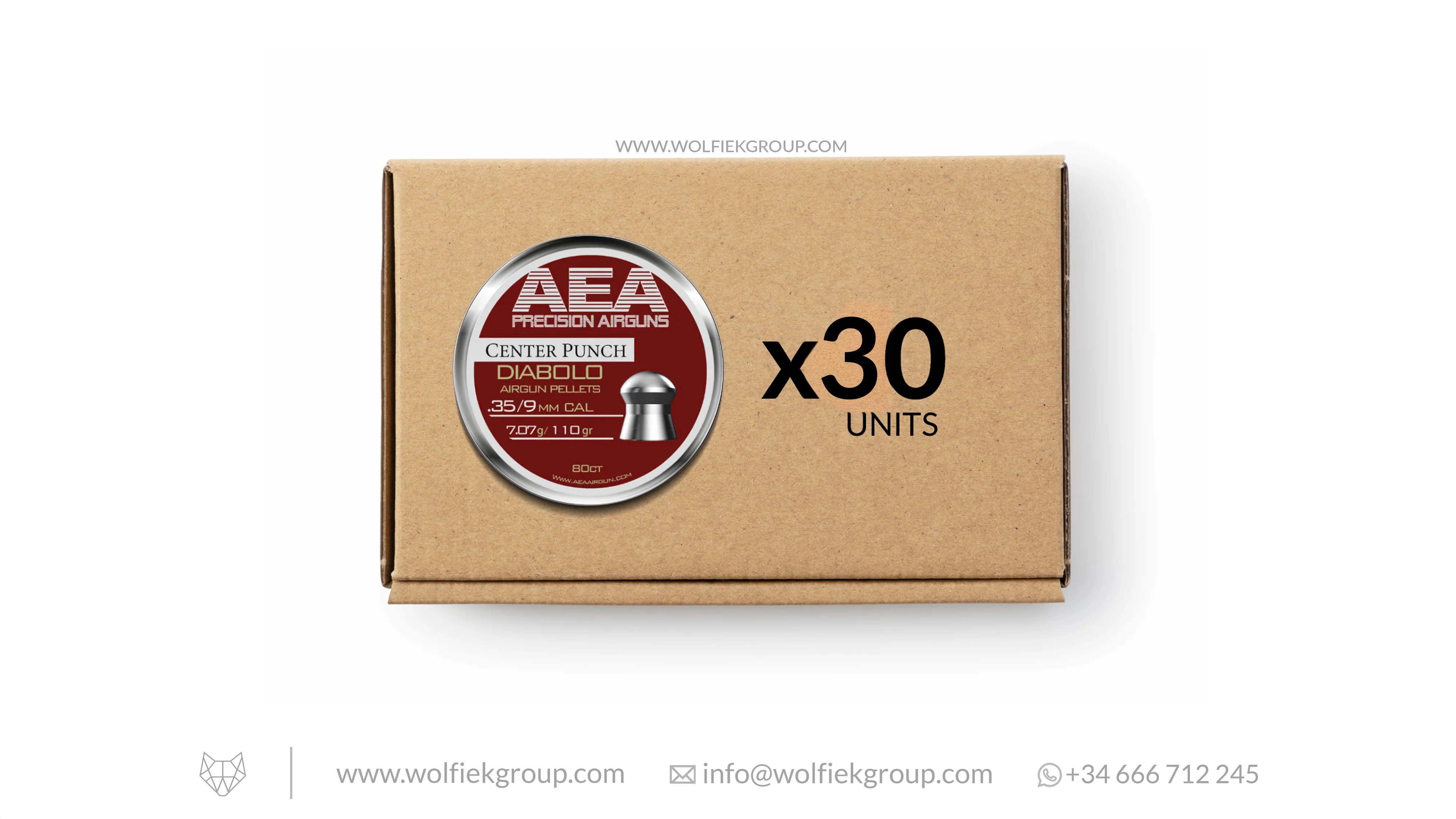 AEA Master Box Center Punch Diabolo Pellets · Domed · Cal .35 (9mm) - Image 2