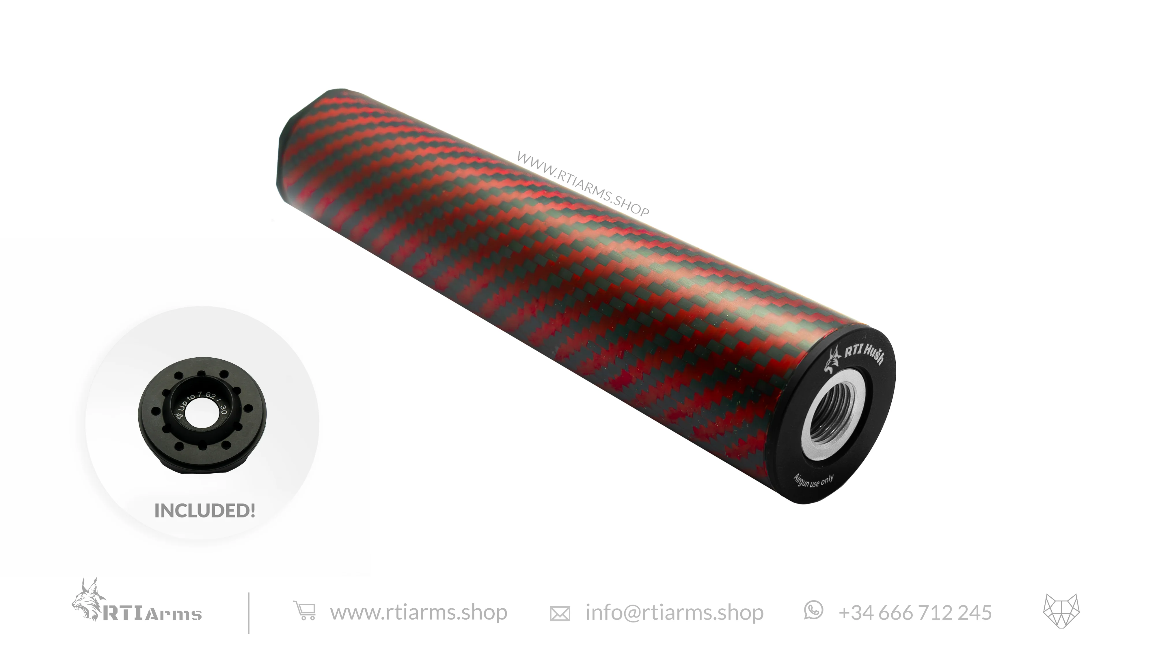 RTI Hušh Suppressor 34mm 155mm Carbon Fiber - Image 10
