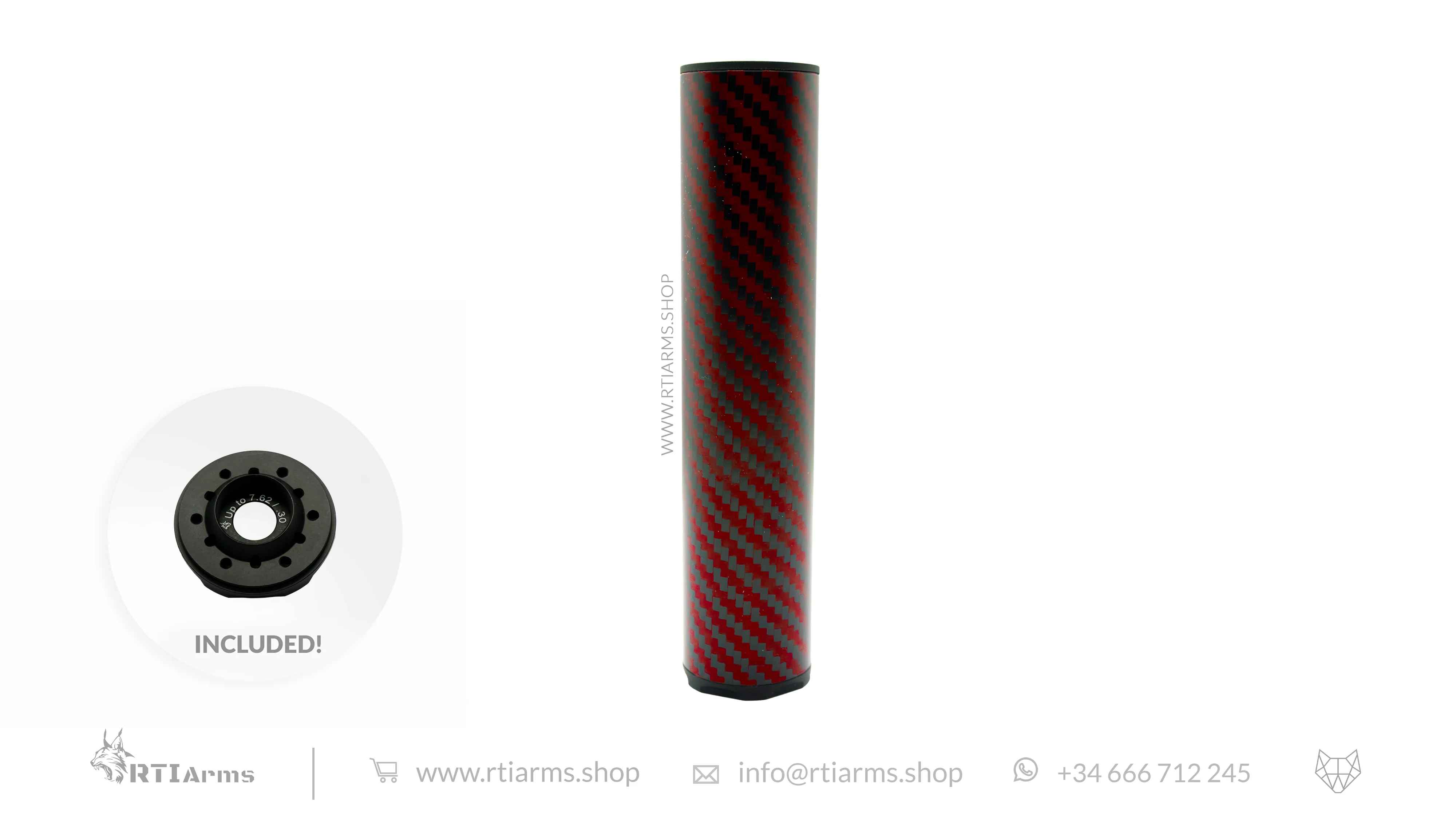 RTI Hušh Suppressor 34mm 155mm Carbon Fiber - Image 12