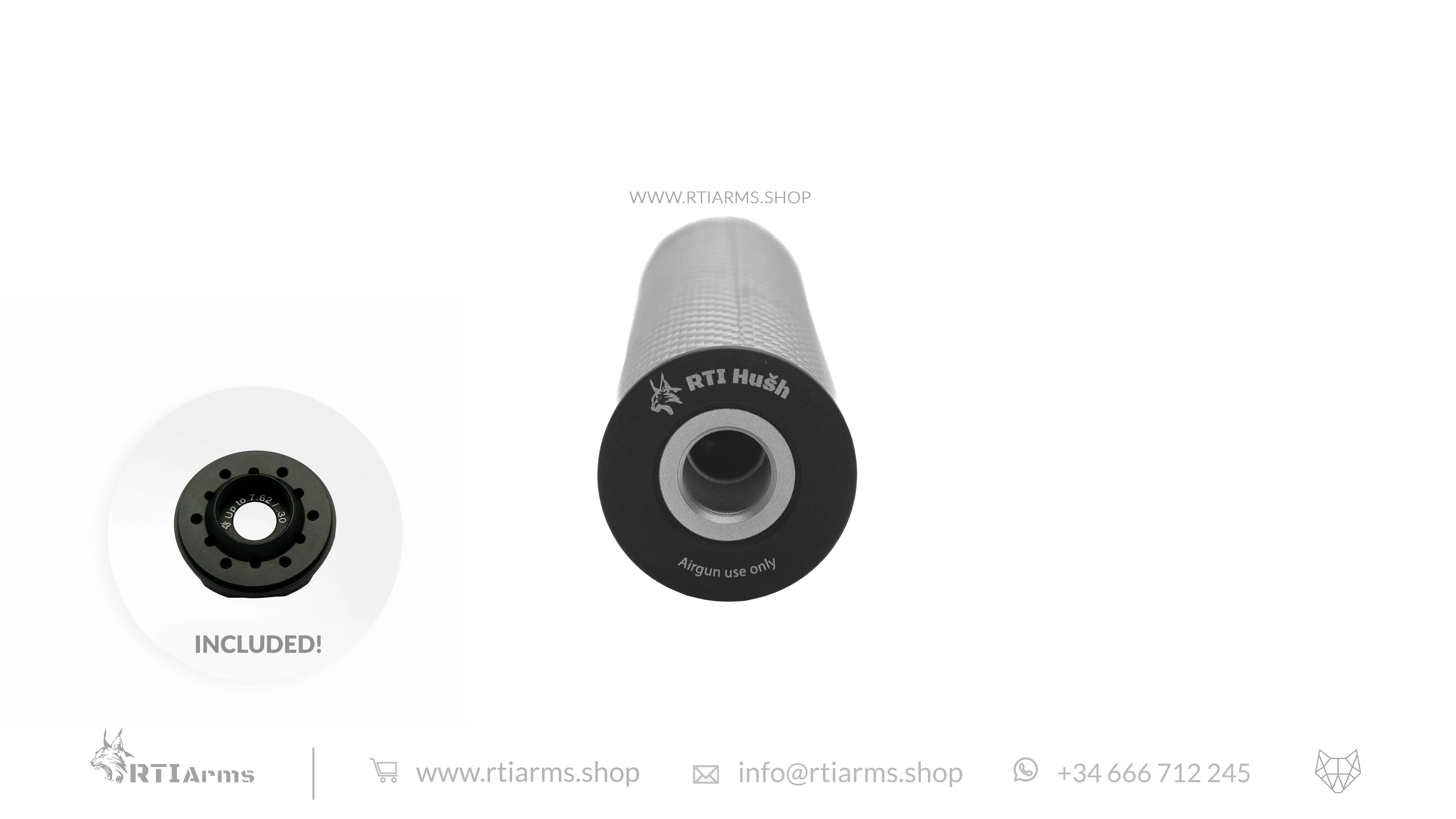 RTI Hušh Suppressor 34mm 155mm Carbon Fiber - Image 6