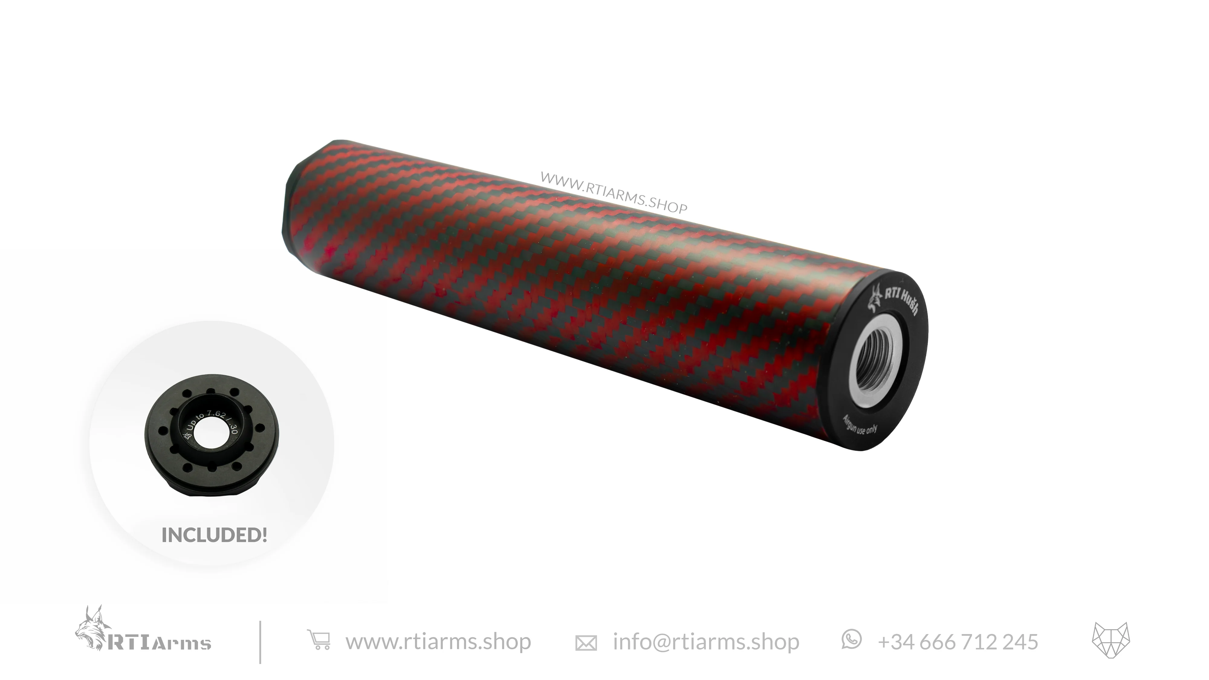 RTI Hušh Suppressor 34mm 155mm Carbon Fiber - Image 9
