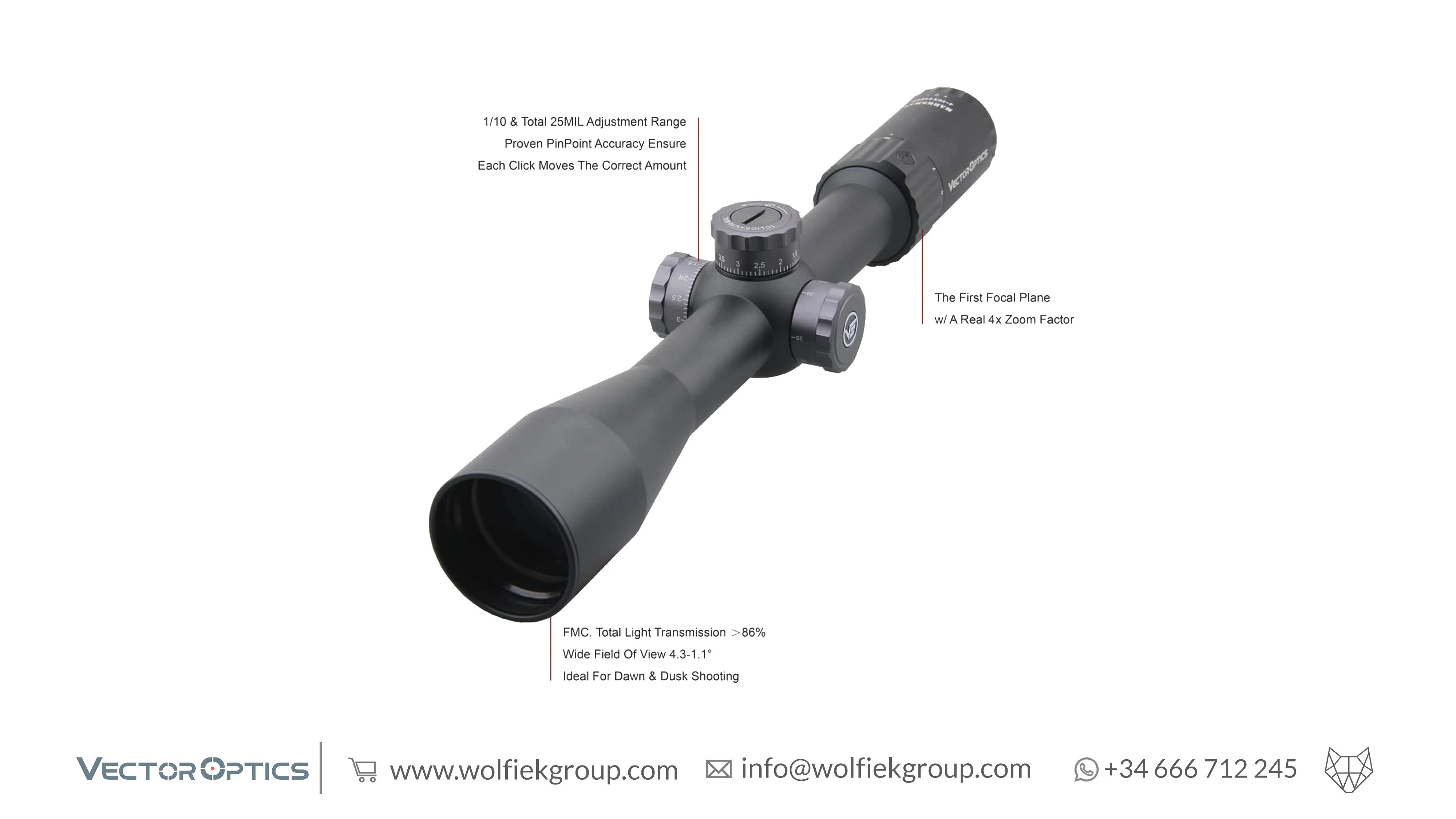 Vector Optics Marksman Riflescope - 4-16x44 FFP - Image 4