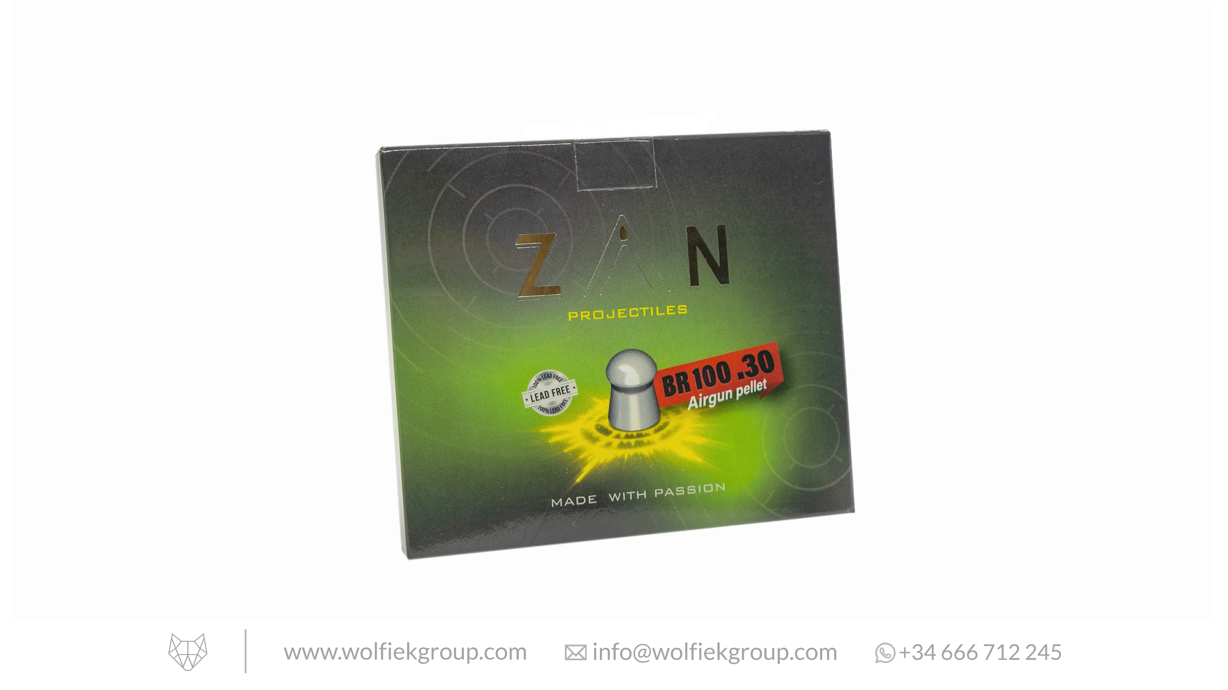 Zan Projectiles Lead Free Airgun Pellets - Cal .30 (7.62mm) | 2.4g (37gr)